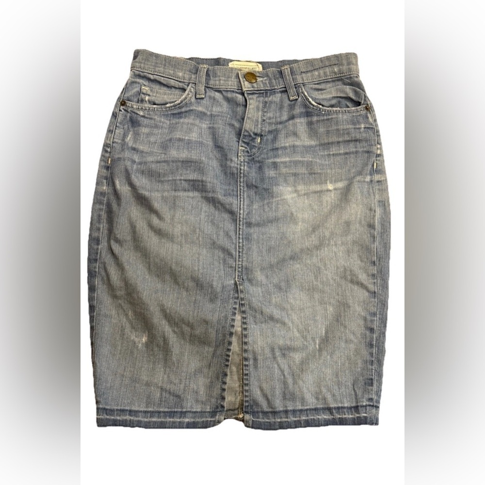 Current/Elliott Distressed Denim Pencil Skirt Size 26 Vintage Wash